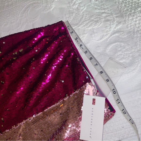 Pink Anthropologie NWT Fully Sequined Color block Skirt Endless Rose NEW XS Prom - Picture 4 of 12